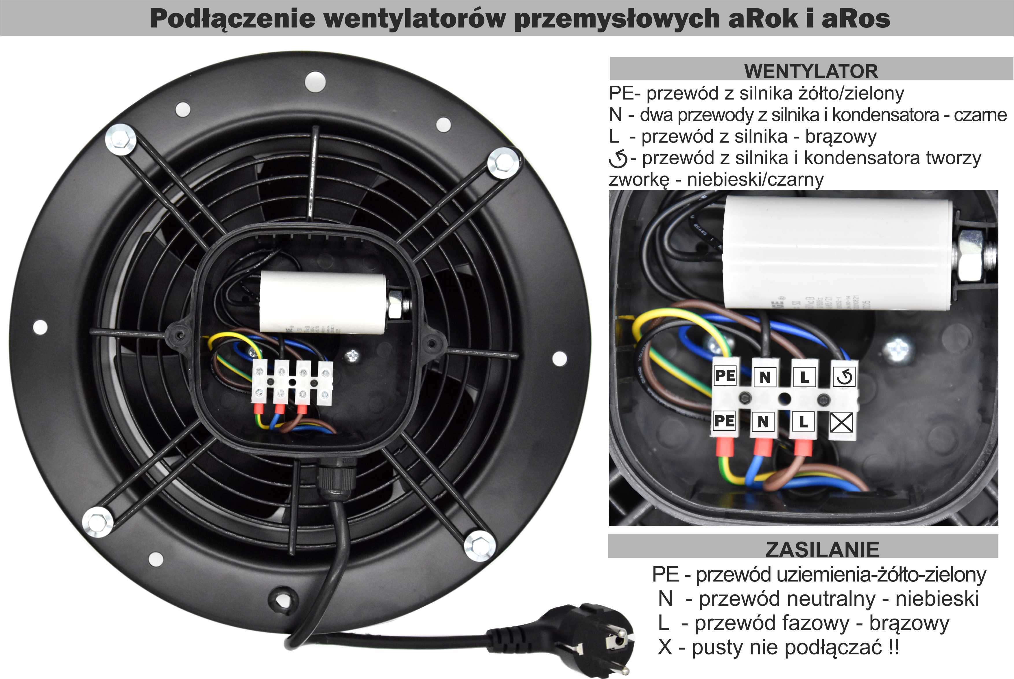 podłączenie wentylatora przemysłowego